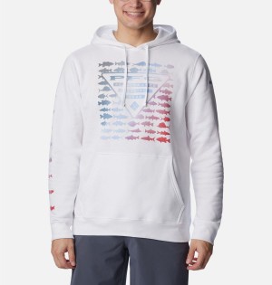 White Columbia PFG Elements Men's Hoodie | 36917IZWE