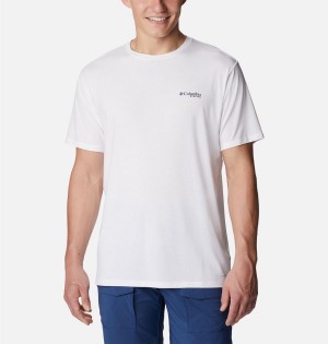 White Columbia PFG Skiff Horizon Short Sleeve Tech Men's T-Shirt | 07183WHLG