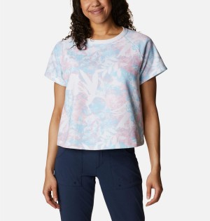 White Columbia PFG Slack Water French Terry Women's T-Shirt | 28596BMOZ