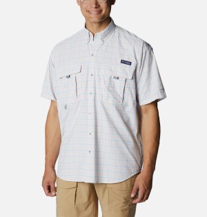 White Columbia PFG Super Bahama Short Sleeve Men's Shirt | 42935DKCE