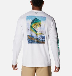 White Columbia PFG Terminal Tackle Carey Chen Long Sleeve Men's T-Shirt | 71860WXMR