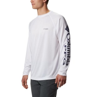 White Columbia PFG Terminal Tackle Long Sleeve Men's T-Shirt | 65239EBND