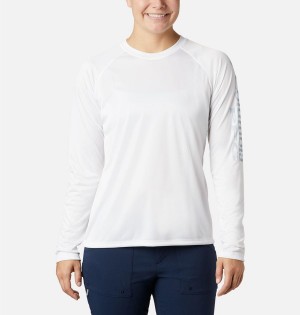 White Columbia PFG Tidal II Long Sleeve Women's T-Shirt | 37812HLRW