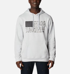 White Columbia PHG Game Flag II Men's Hoodie | 73095NIYR