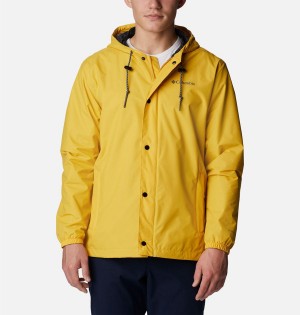 Yellow Columbia Cedar Cliff Men's Rain Jacket | 52418DKSG