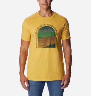 Yellow Columbia Grand Canyon NP Men's T-Shirt | 78369DPZF