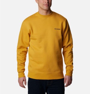 Yellow Columbia Hart Mountain II Crew Men's Sweatshirt | 43129FJVA