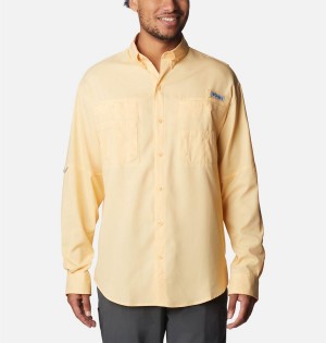 Yellow Columbia PFG Tamiami II Long Sleeve Men's Shirt | 69054YLDX