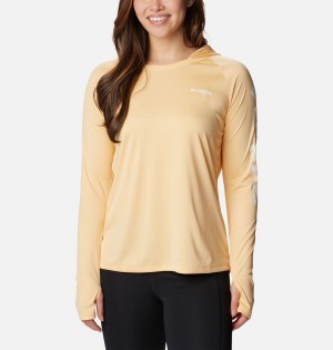 Yellow Columbia PFG Tidal Tee Women's Hoodie | 71683AQYS