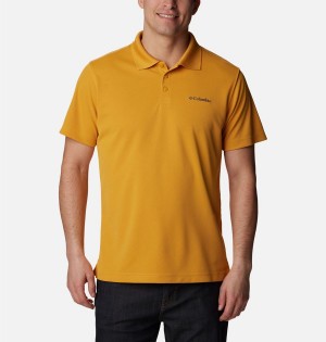 Yellow Columbia Utilizer Men's Polo Shirt | 07389QTRJ