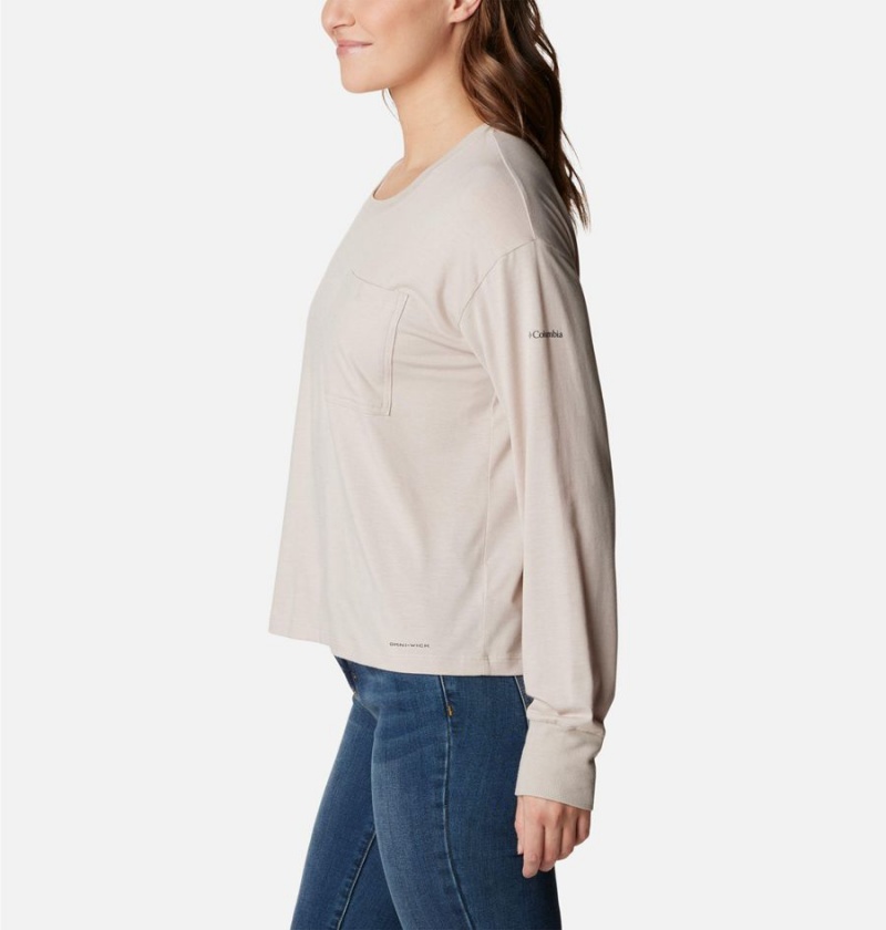 Beige Columbia Boundless Trek Long Sleeve Women's T-Shirt | 28690WXQA