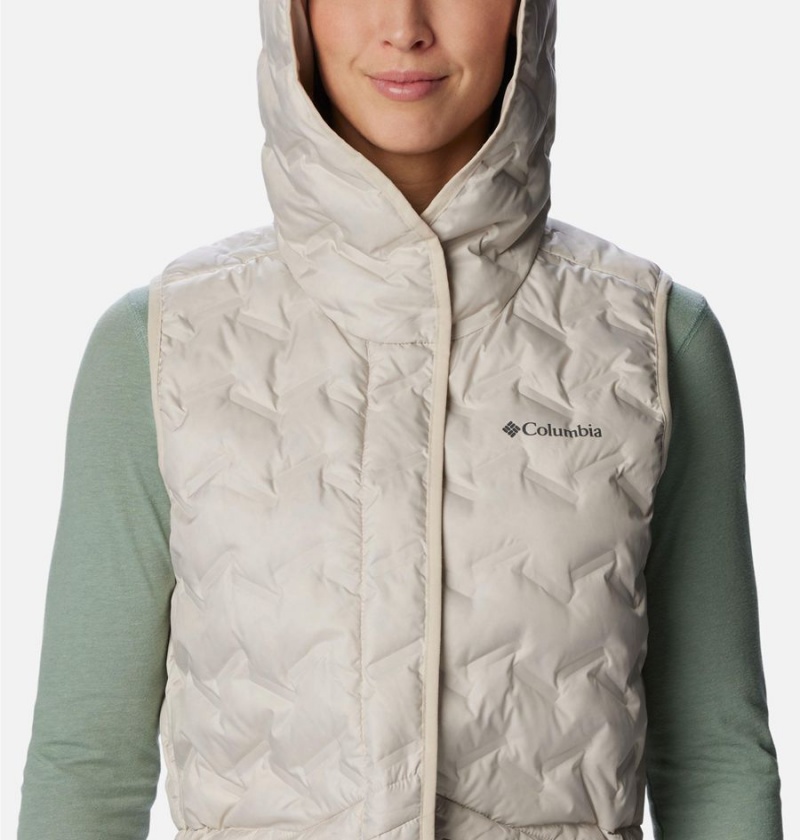 Beige Columbia Delta Ridge Hooded Women's Vest | 14253WJSL