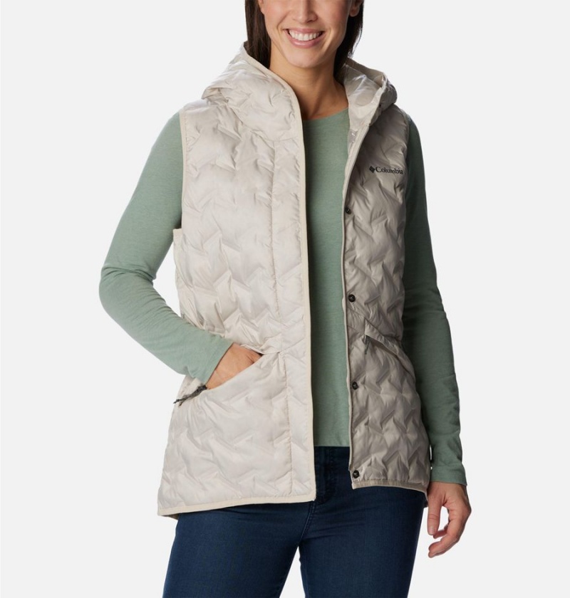 Beige Columbia Delta Ridge Hooded Women's Vest | 14253WJSL