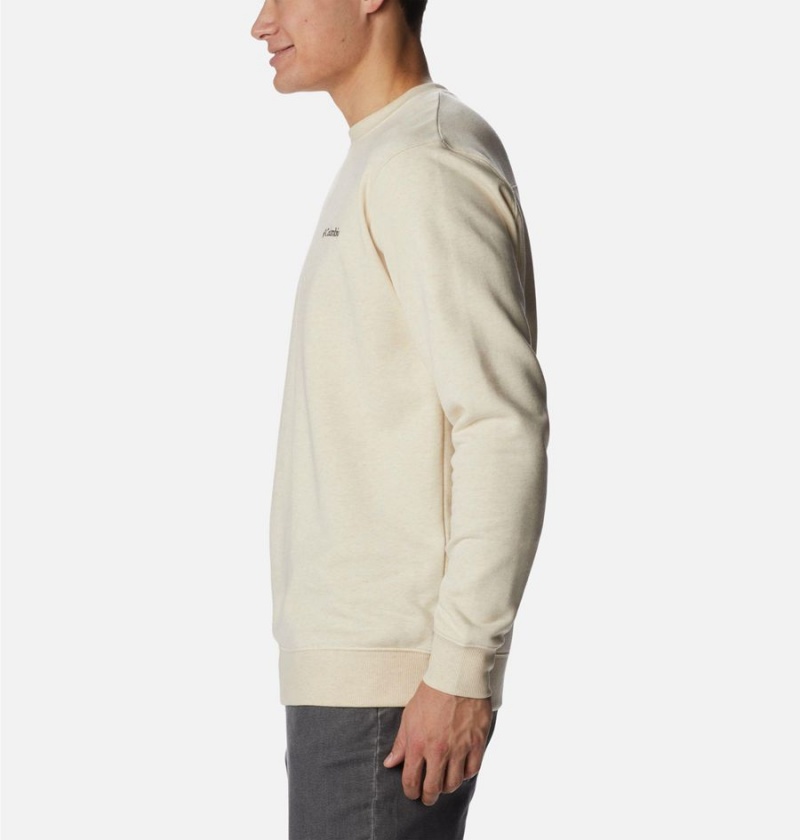 Beige Columbia Hart Mountain II Crew Men's Sweatshirt | 61732DOYI