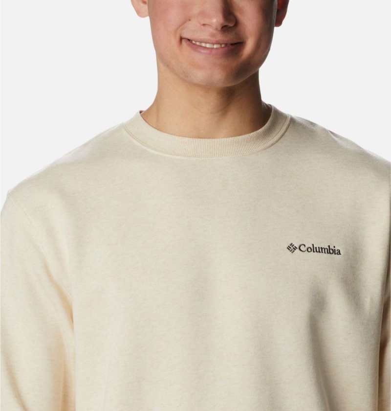 Beige Columbia Hart Mountain II Crew Men's Sweatshirt | 61732DOYI