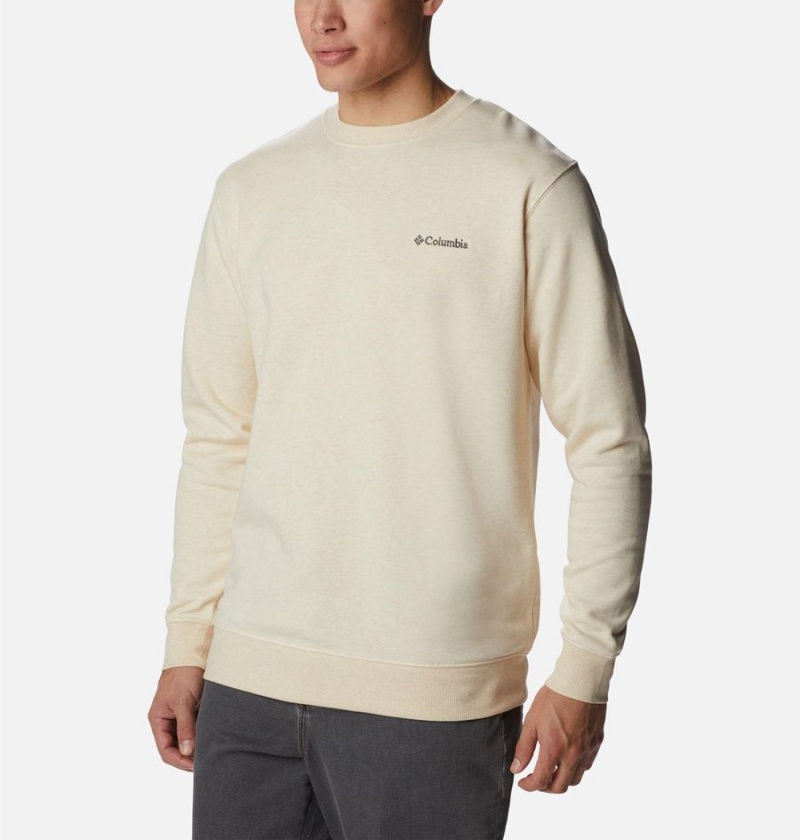 Beige Columbia Hart Mountain II Crew Men's Sweatshirt | 61732DOYI