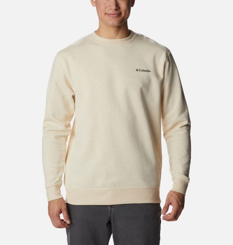 Beige Columbia Hart Mountain II Crew Men\'s Sweatshirt | 61732DOYI