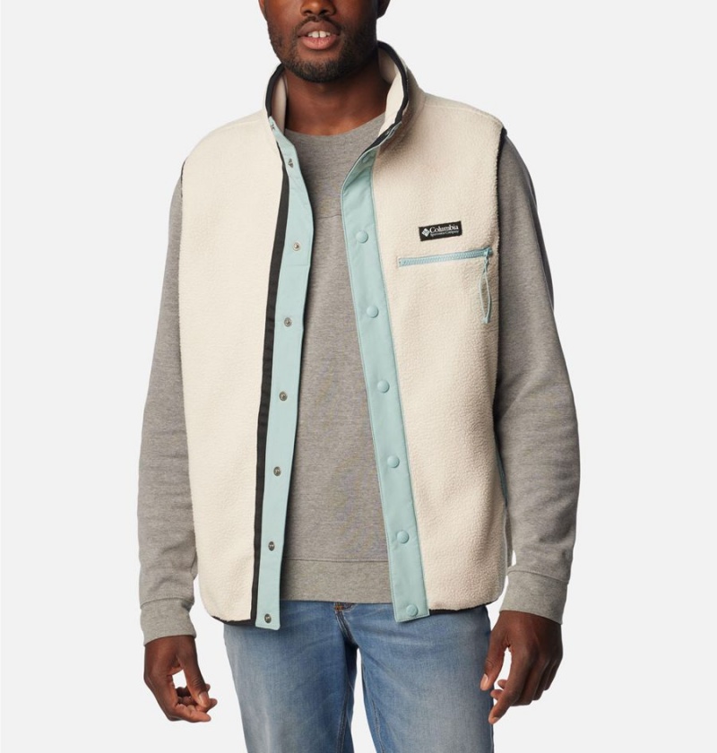 Beige Columbia Helvetia Sherpa Fleece Men's Vest | 94603BDQE