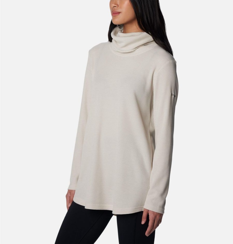 Beige Columbia Holly Hideaway Waffle Cowl Neck Women's Pullover | 83415JKNB