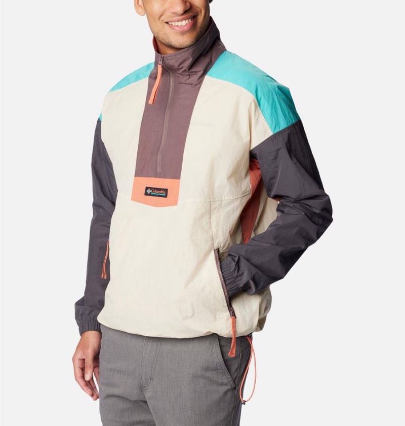 Beige Columbia Riptide Retro Anorak Men's Windbreaker | 34865TBEN