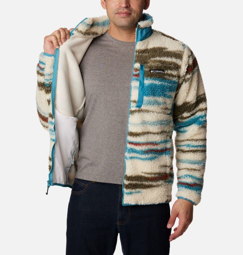 Beige Columbia Winter Pass Printed Men's Fleece Jacket | 95740QHKS