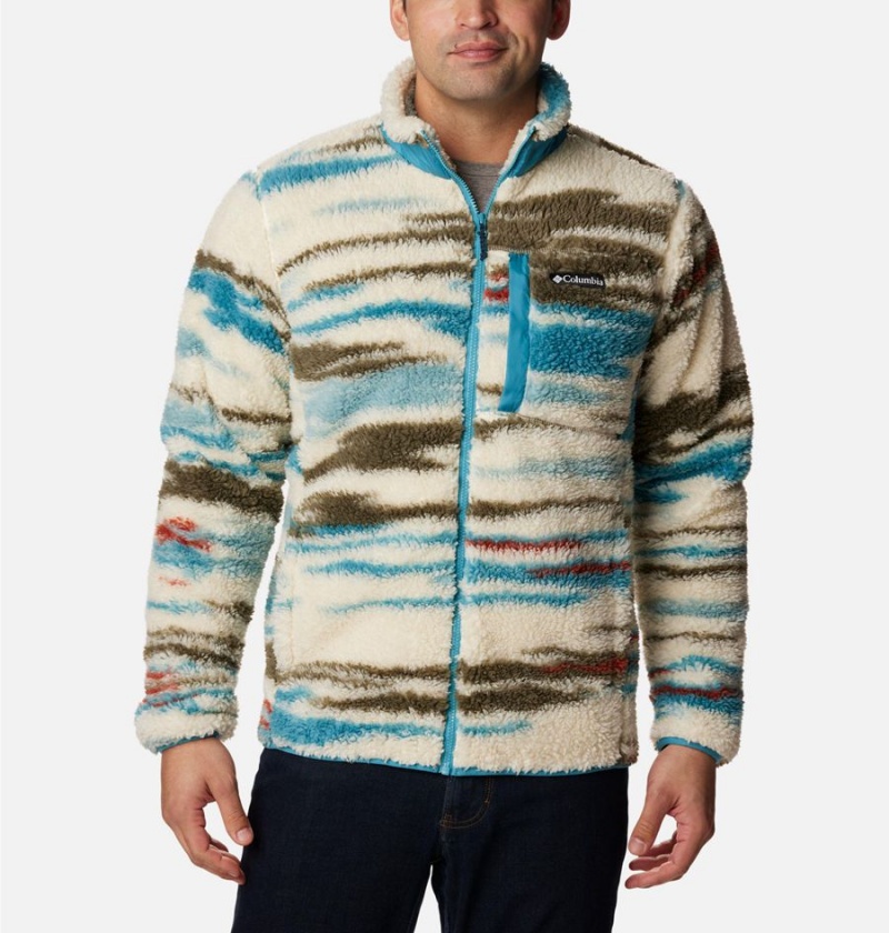 Beige Columbia Winter Pass Printed Men\'s Fleece Jacket | 95740QHKS