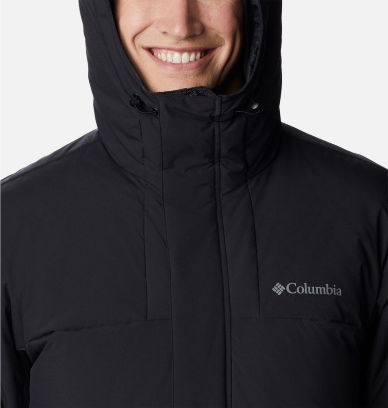 Black Columbia Aldercrest Hooded Insulated Men's Puffer Jacket | 46835SGWK