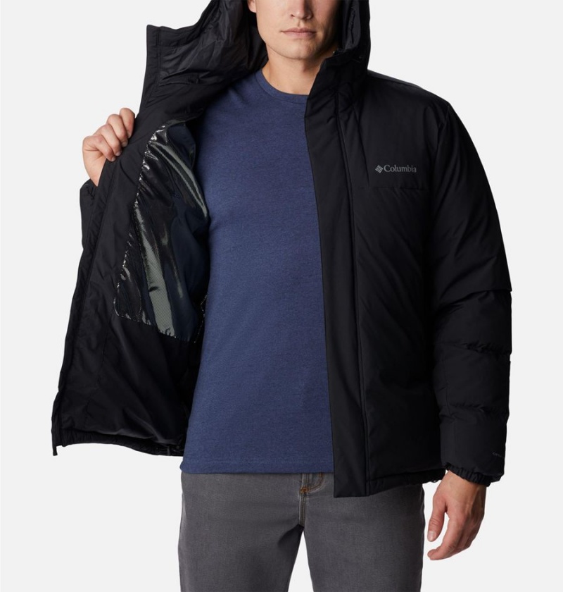 Black Columbia Aldercrest Hooded Insulated Men's Puffer Jacket | 46835SGWK