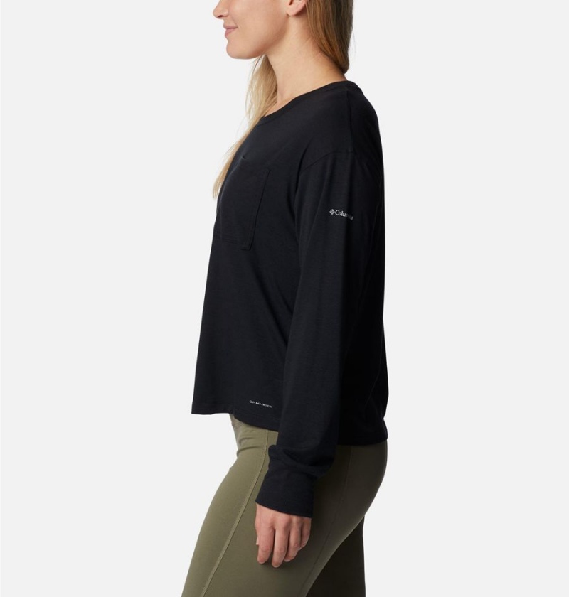 Black Columbia Boundless Trek Long Sleeve Women's T-Shirt | 58473QUCE