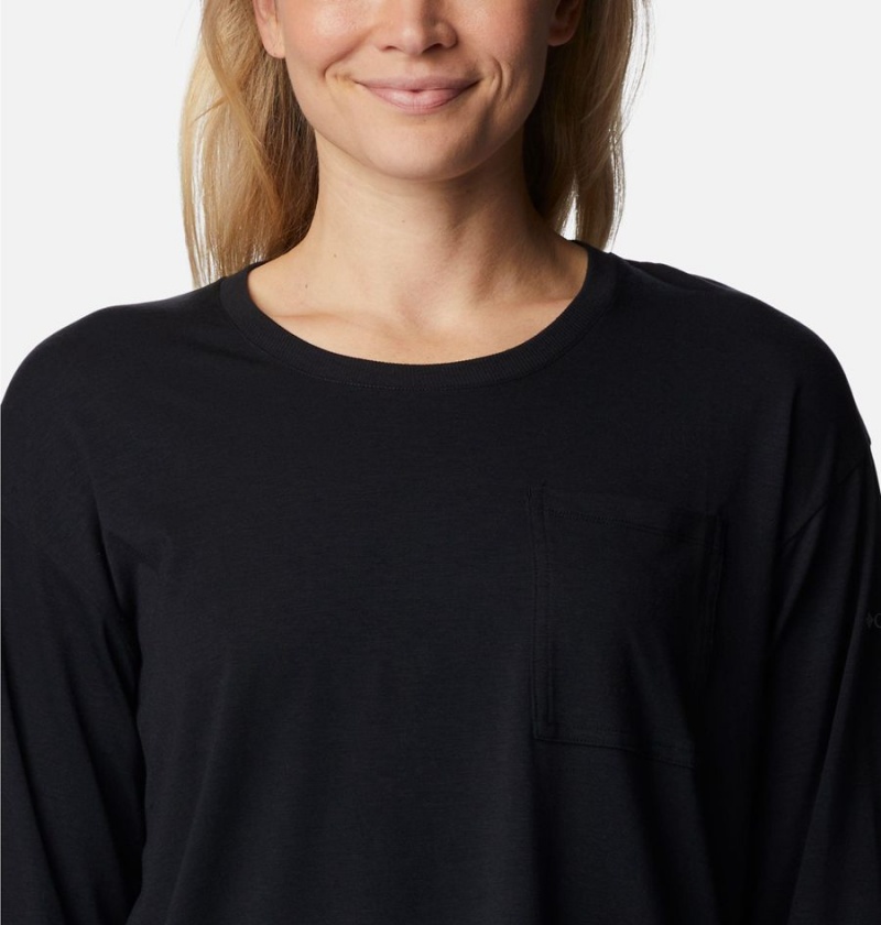 Black Columbia Boundless Trek Long Sleeve Women's T-Shirt | 58473QUCE