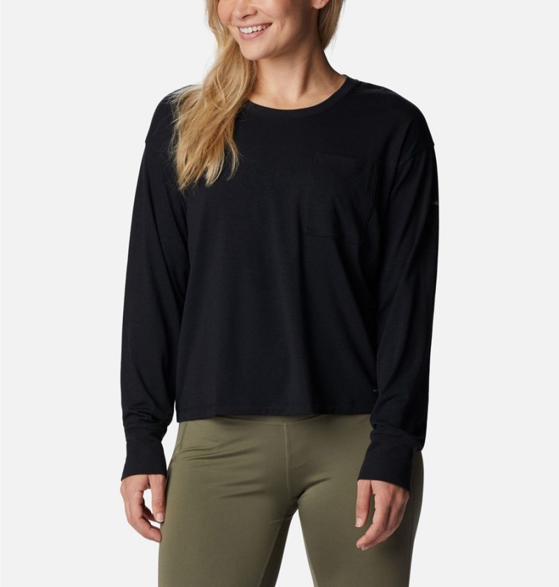 Black Columbia Boundless Trek Long Sleeve Women's T-Shirt | 58473QUCE