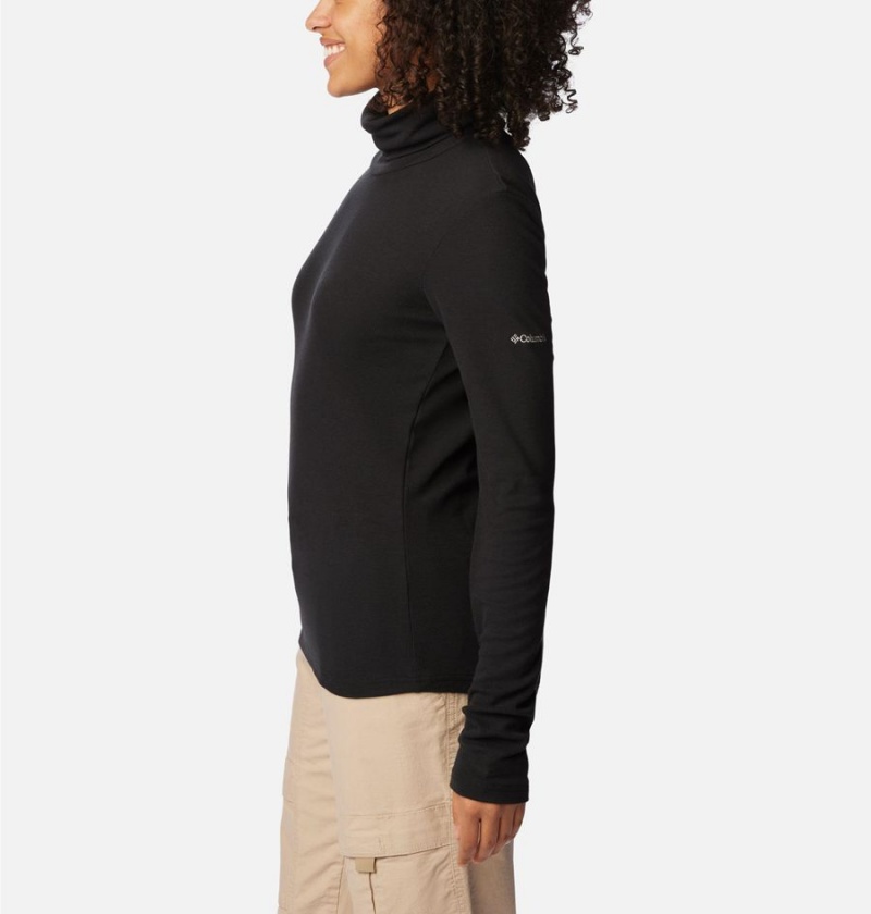 Black Columbia Boundless Trek Ribbed Turtleneck Long Sleeve Women's T-Shirt | 51438IUQG