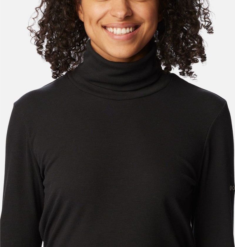 Black Columbia Boundless Trek Ribbed Turtleneck Long Sleeve Women's T-Shirt | 51438IUQG