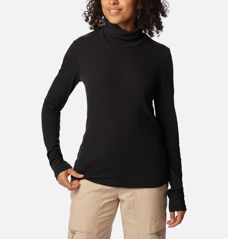 Black Columbia Boundless Trek Ribbed Turtleneck Long Sleeve Women's T-Shirt | 51438IUQG