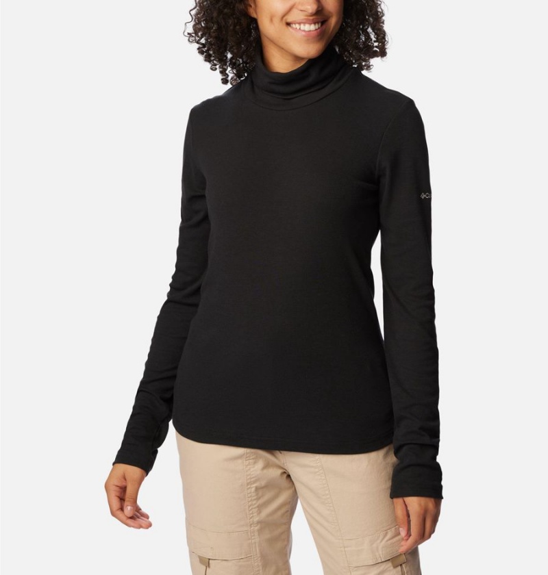 Black Columbia Boundless Trek Ribbed Turtleneck Long Sleeve Women\'s T-Shirt | 51438IUQG