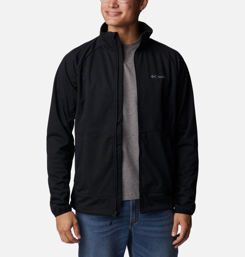 Black Columbia Canyon Meadows Men's Softshell Jackets | 28756QLSO