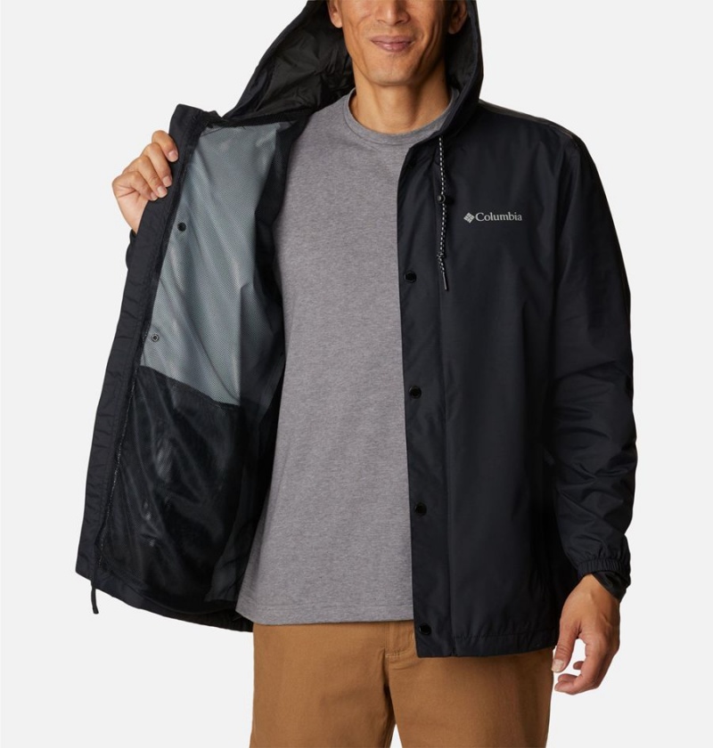 Black Columbia Cedar Cliff Men's Rain Jacket | 36815TQYZ