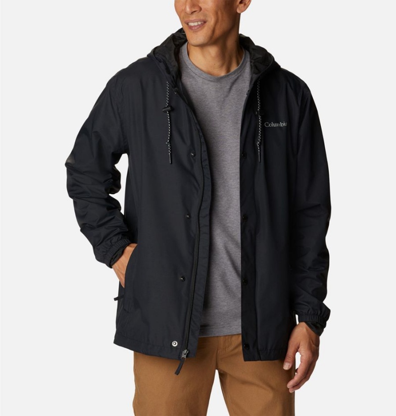 Black Columbia Cedar Cliff Men's Rain Jacket | 36815TQYZ