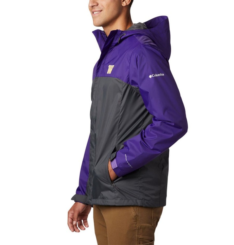 Black Columbia Collegiate Glennaker Storm - Washington Men's Rain Jacket | 10458YCVE