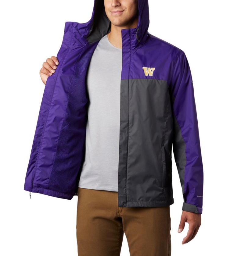 Black Columbia Collegiate Glennaker Storm - Washington Men's Rain Jacket | 10458YCVE