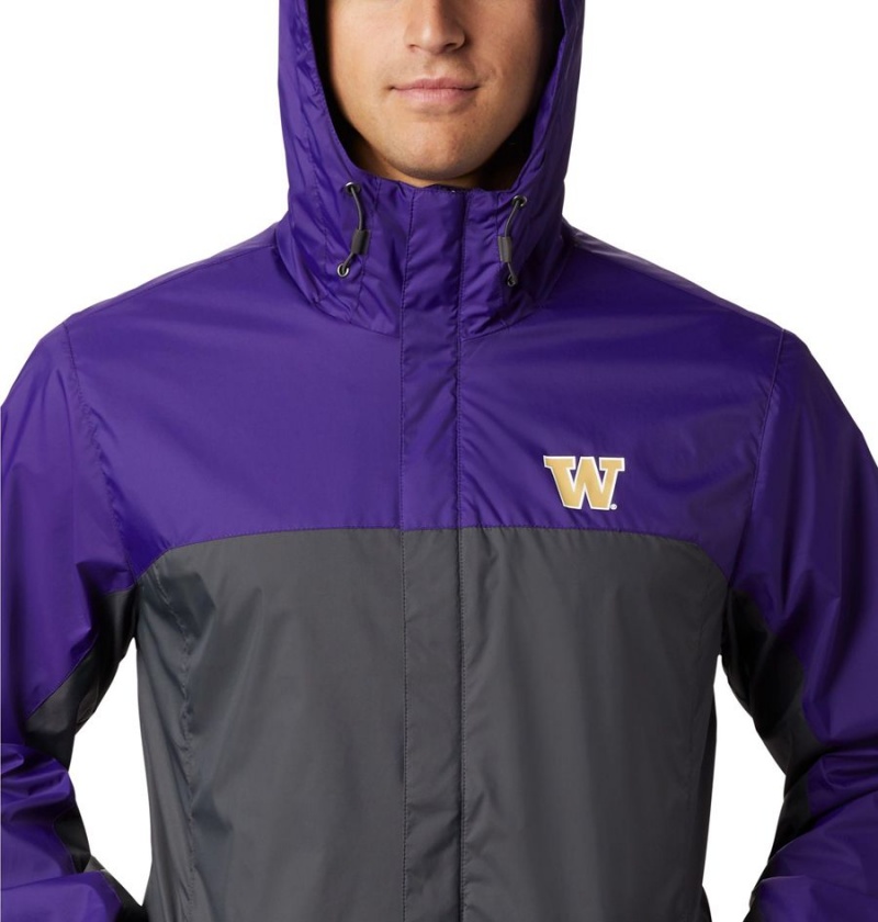 Black Columbia Collegiate Glennaker Storm - Washington Men's Rain Jacket | 10458YCVE