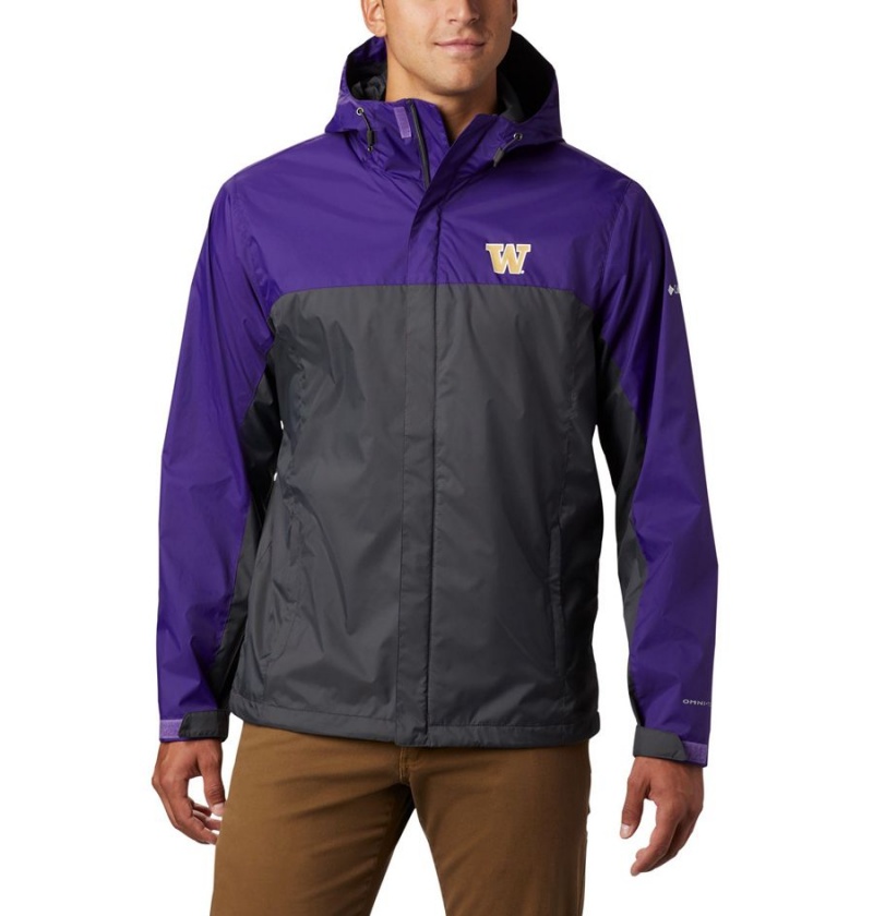 Black Columbia Collegiate Glennaker Storm - Washington Men\'s Rain Jacket | 10458YCVE