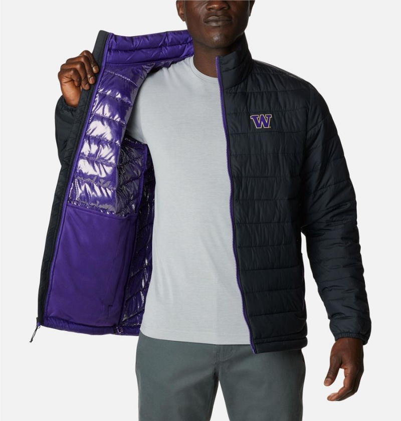 Black Columbia Collegiate Powder Lite - Washington Insulated Men's Puffer Jacket | 53270RLQC