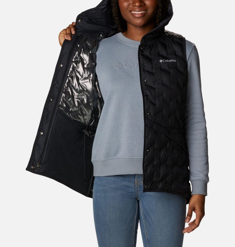 Black Columbia Delta Ridge Hooded Women's Vest | 29647KZFH