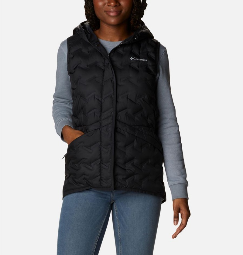 Black Columbia Delta Ridge Hooded Women's Vest | 29647KZFH