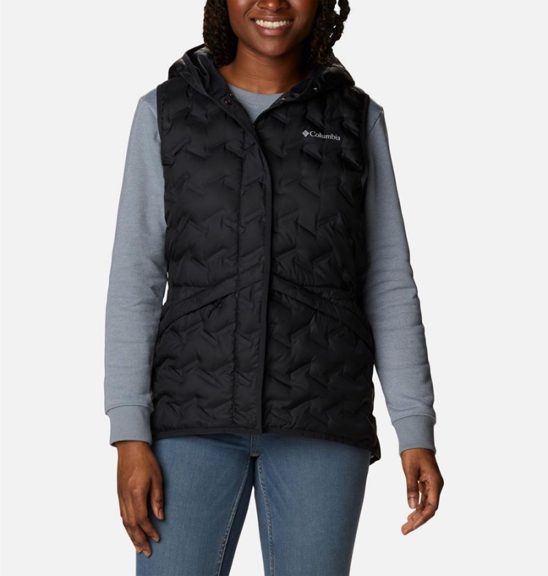 Black Columbia Delta Ridge Hooded Women\'s Vest | 29647KZFH