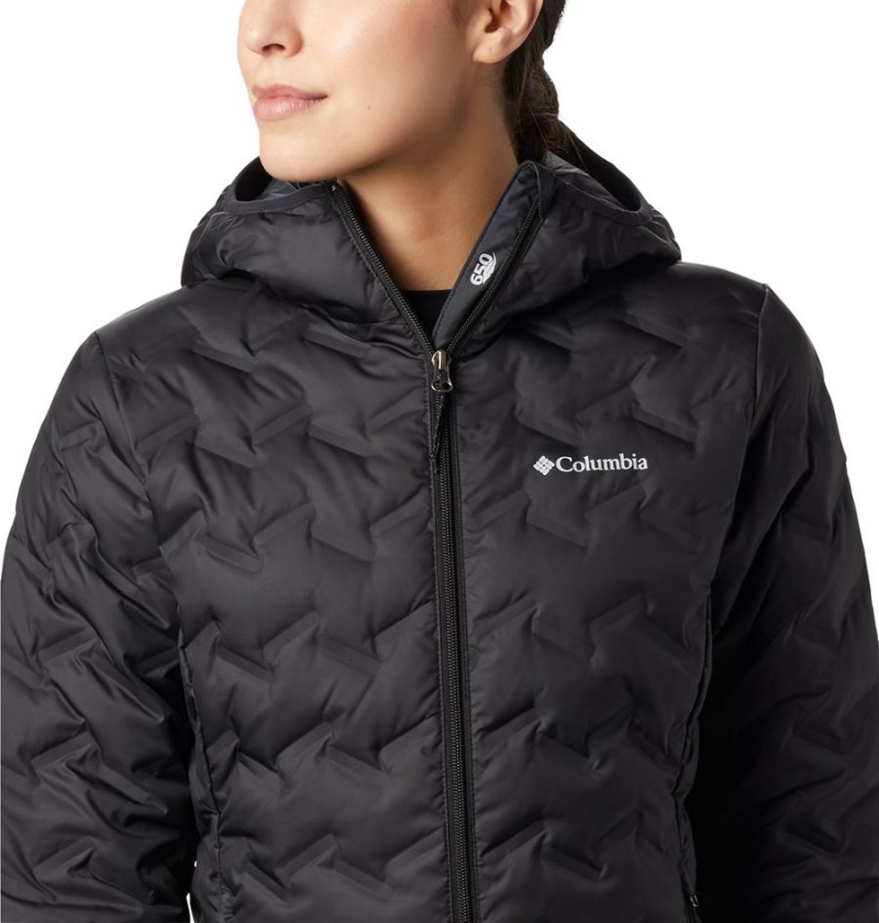 Black Columbia Delta Ridge Hooded Women's Puffer Jacket | 34521BGIO