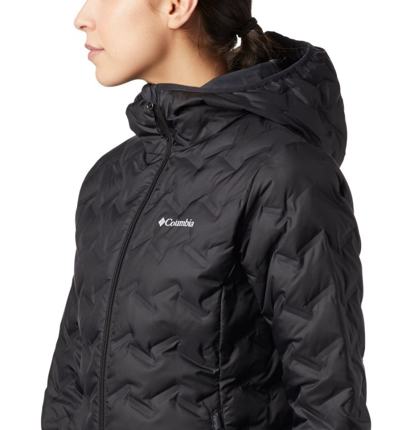 Black Columbia Delta Ridge Hooded Women's Puffer Jacket | 34521BGIO