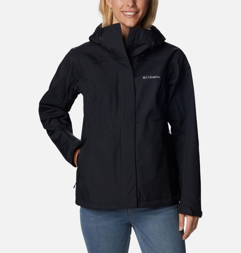 Black Columbia Discovery Point Shell Women\'s Rain Jacket | 23648YOJI