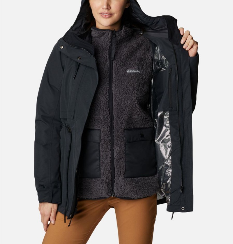 Black Columbia Drop Ridge Interchange Women's 3 In 1 Jackets | 60729YJCS